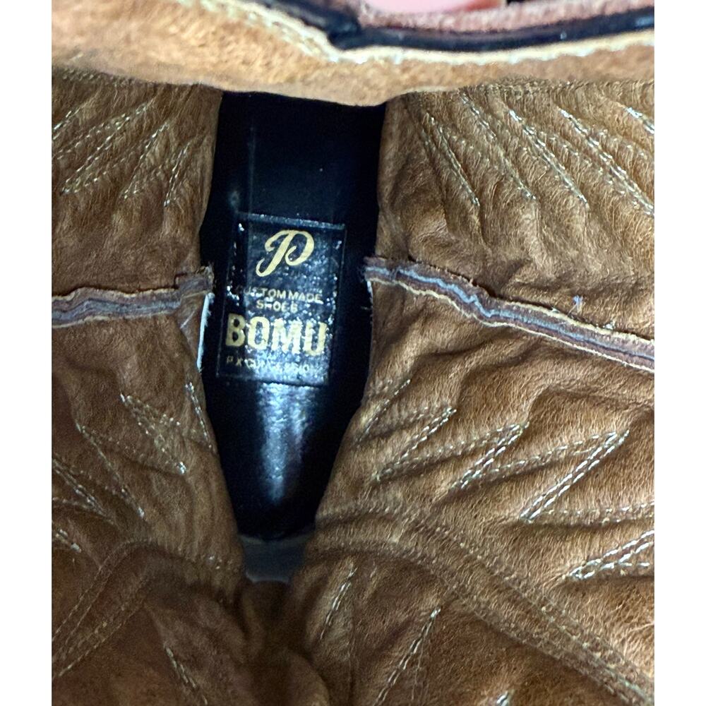 Men’s Custom Made Western Cowboy Boots Croc Embossed Leather Brown US 9.5 New - Picture 11 of 13